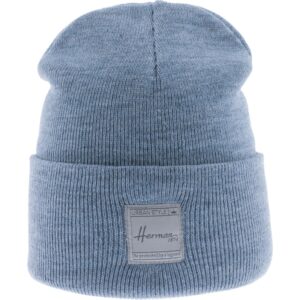 Bonnet droit uni à revers avec badge Louise 134 denim