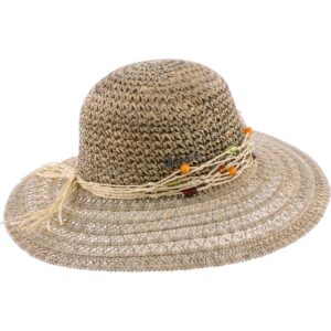 Capeline en jonc de mer avec foulard Parrot perle S