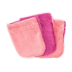Lot de 3 gants Démaquillants Lavables - Fuschia Corail