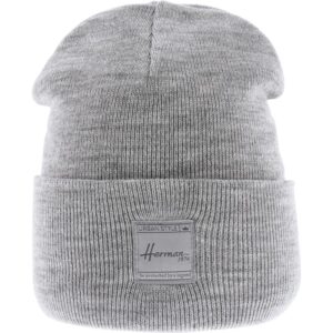 Bonnet droit uni à revers avec badge Louise 134 gris