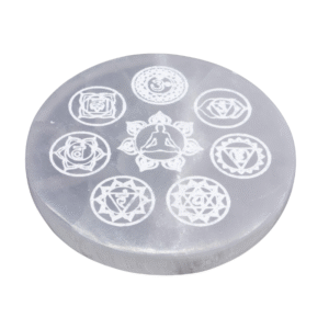 Plaque Sélénite Bouddha 7 Chakras