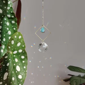 Suncatcher BOHO en laiton cristal de verre et gemmes