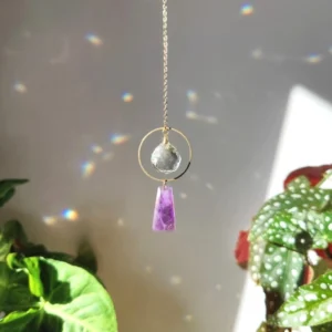 Mini Suncatcher DIVINE en laiton et cristal de verre (Rond)