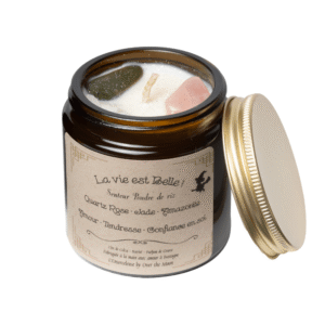 Bougie de lithothérapie La vie est Belle ! – Poudre de riz