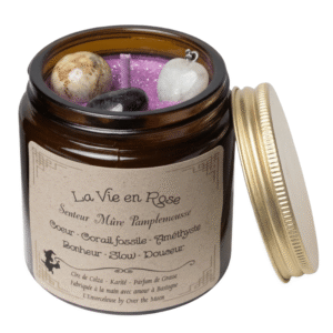 Bougie de lithothérapie La Vie en Rose - Mûre Pamplemousse