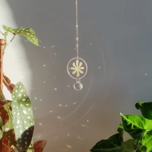 Mini Suncatcher FLORA en laiton et cristal de verre