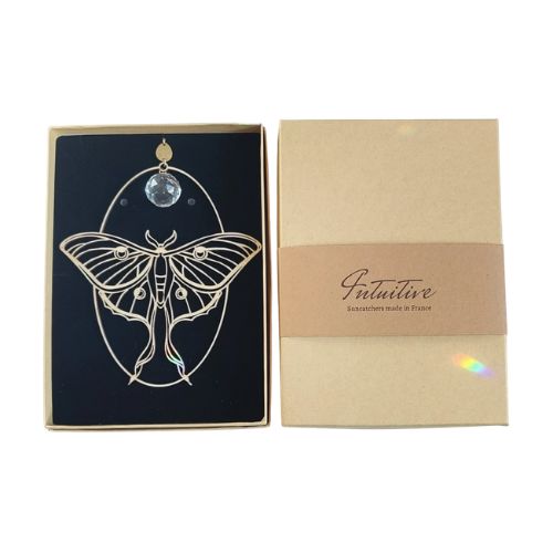 Suncatcher LUNA MOTH en bois, laiton et cristal de verre – Image 2