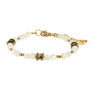 Bracelet Talisman Nacre & Pierre De Jaspe Dalmatien