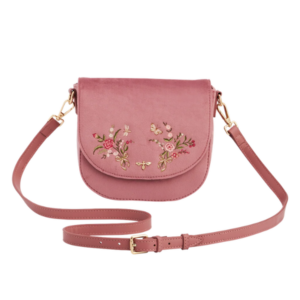 Sacoche Beth A Motif Floral Brodée En Velours Rose
