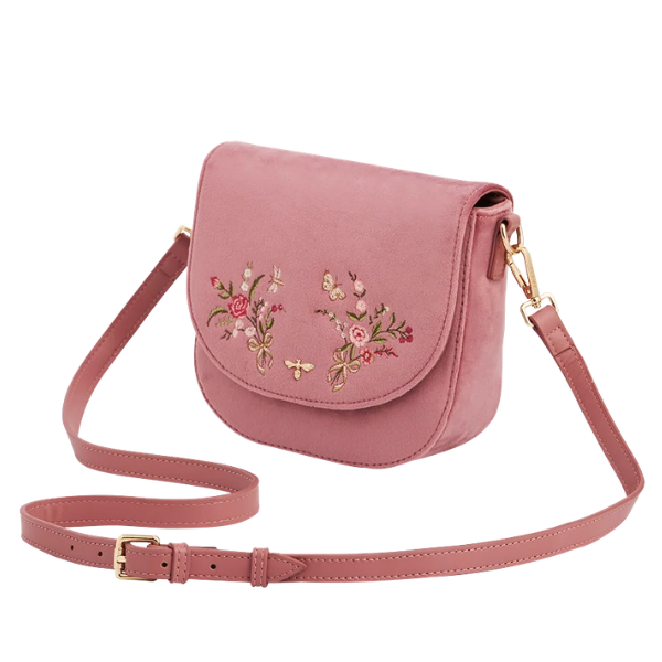 Sacoche Beth A Motif Floral Brodée En Velours Rose – Image 3