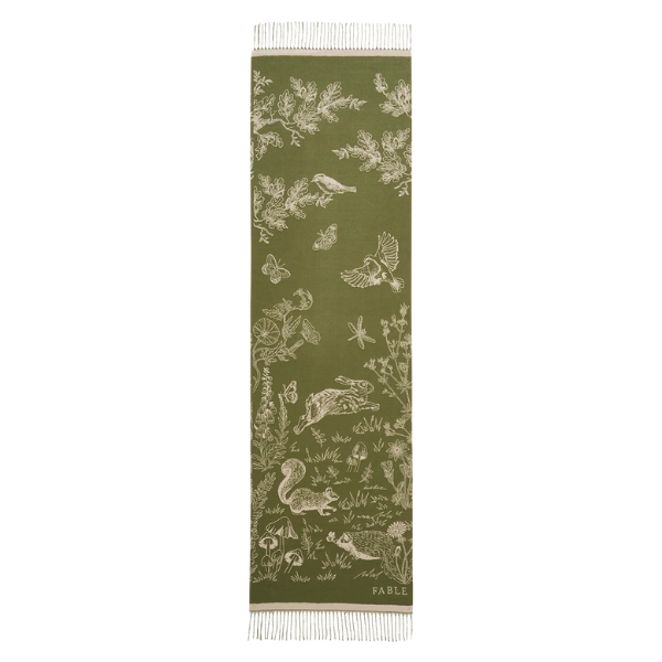 Écharpe Longue Jacquard à Carreaux Maki, Motif Forêt
