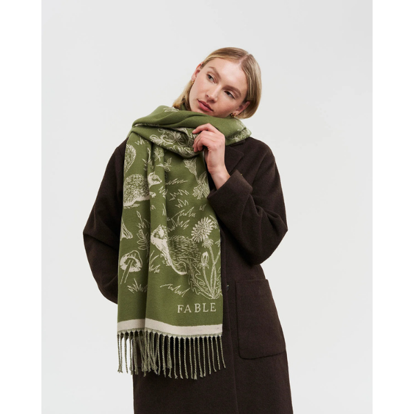 Écharpe Longue Jacquard à Carreaux Maki, Motif Forêt – Image 3