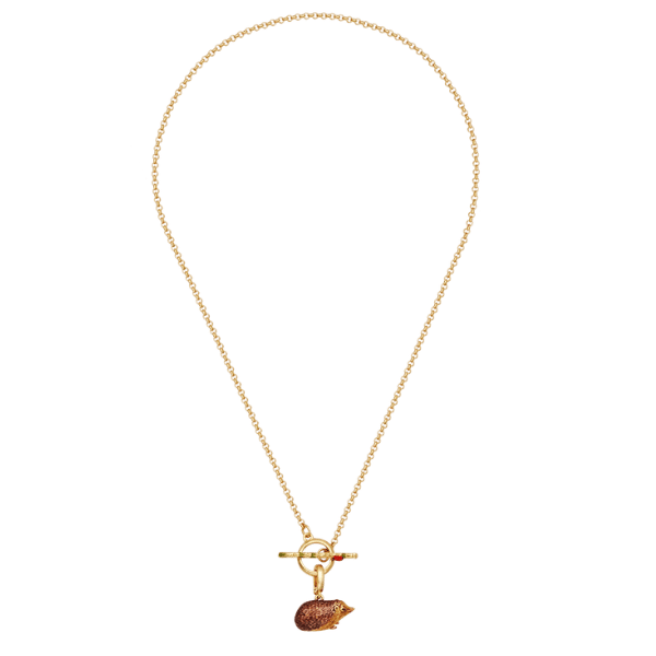 Collier à Fermoir Coccinelle Et Hérisson En Or